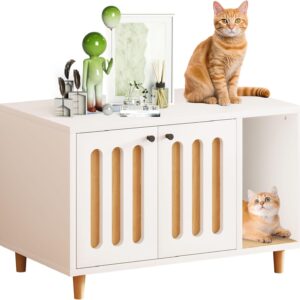 Cat Litter Box Enclosure, Hidden Enclosed Cat Litter Box Furniture with Scratching Mat, Indoor Side Table End Table for Living Room Bed Room